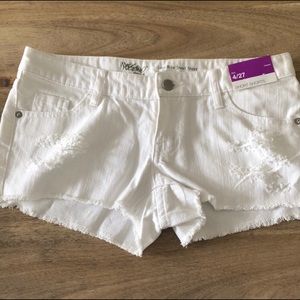 White Distressed Denim Shorts